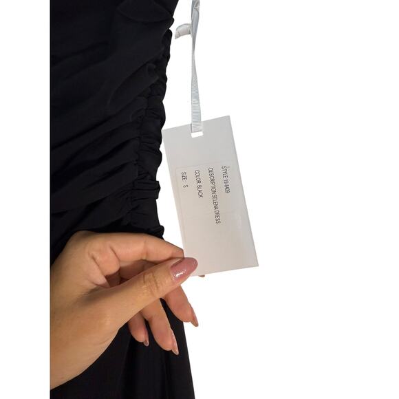 Torn By Ronny Kobo Selena Black Cut Out Flowers Long Bodycon Dress Size S NWT - Picture 7 of 8